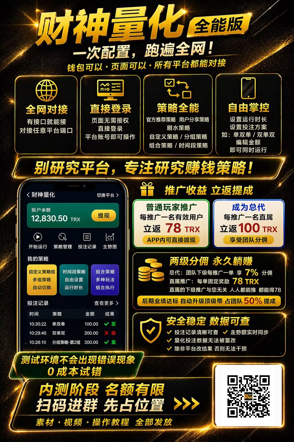 财神量化全哈希平台挂机策略计划对接，助力